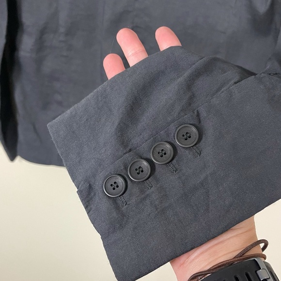 Eileen Fisher gray stretchy linen blazer 8 - Picture 9 of 10